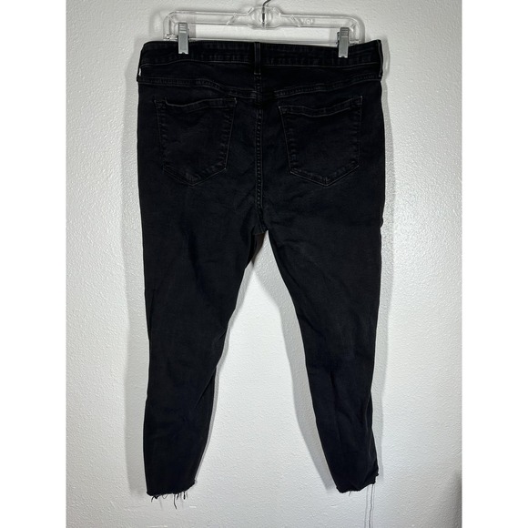 Old Navy Jeans Womens 16 Black Rockstar Super Skinny Ankle Mid-Rise Ripped - Picture 2 of 11